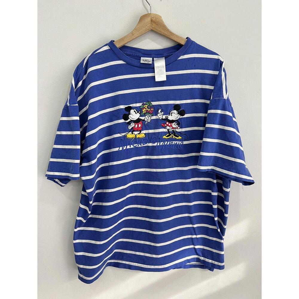 Vintage Disney Mickey Mouse Minnie Striped Tee shirt xxl